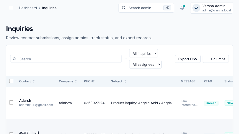 Chemical Catalogue Platform screenshot