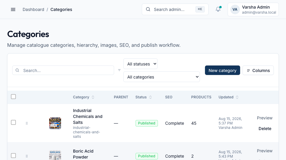 Chemical Catalogue Platform screenshot