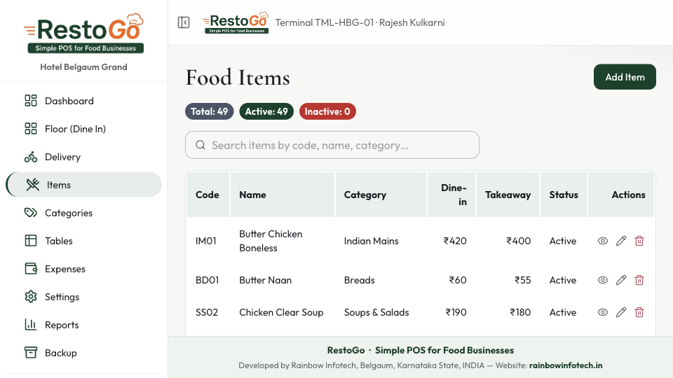 RestoGo screenshot